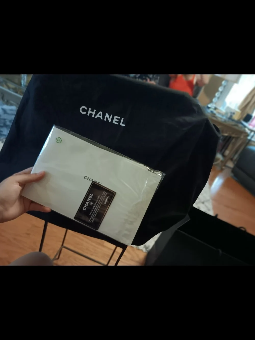 CHANEL Blue Perforated Logo Chain-Handle Tote